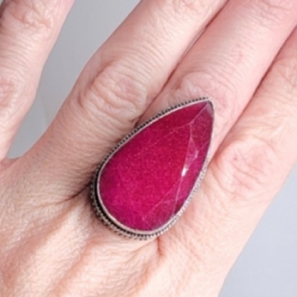 New Mozambique Ruby Silver Ring Gemstone Filigree… - image 2